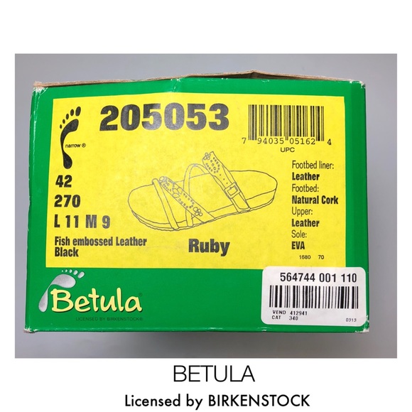 BETULA Black Embossed Leather Ruby Sandals NEW - Picture 6 of 6